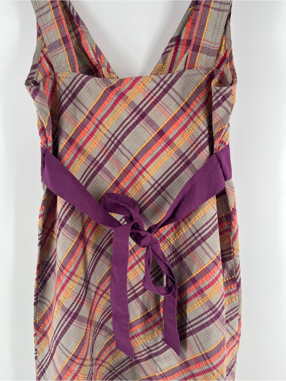 Patagonia Plaid Dress Size 10 Organic Cotton Empire Waist Sleeveless Purple - Picture 5 of 11